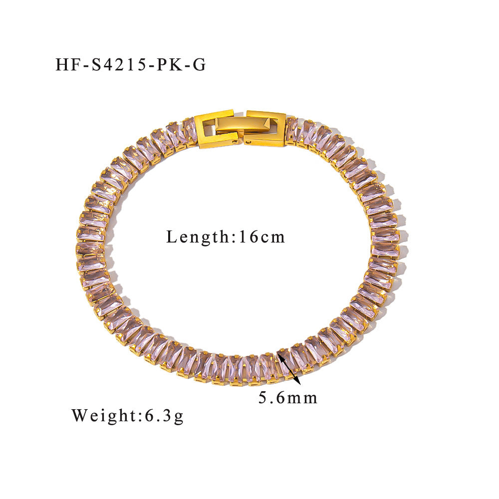 Stainless steel color zircon tennis chain