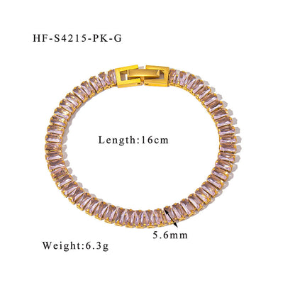 Stainless steel color zircon tennis chain