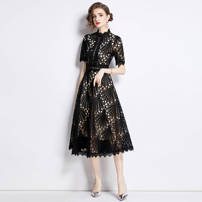 French lace round neck dress