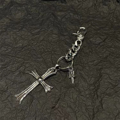 Retro cross sword keychain