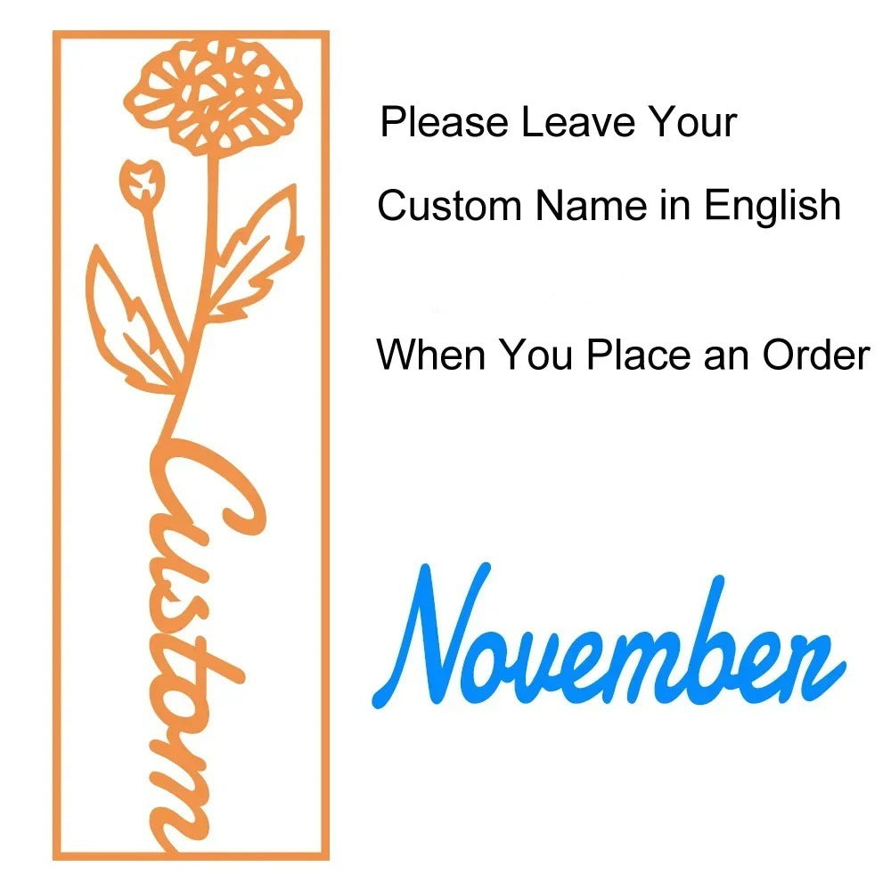 customized birthday flower name bookmark