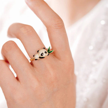 Cute panda bamboo ring girlfriends gift