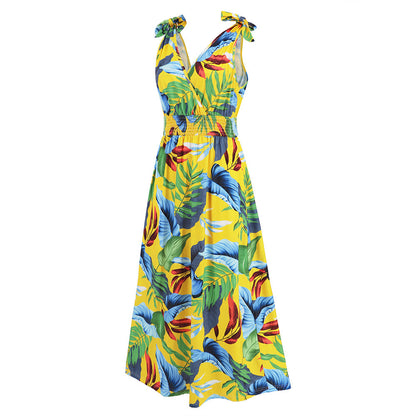 Hawaiian Beach Dress Summer Print Long Skirt Women&