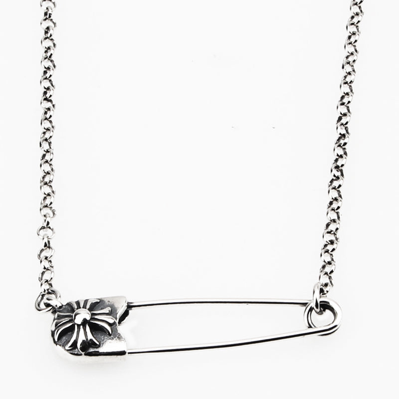 Retro cross pin necklace