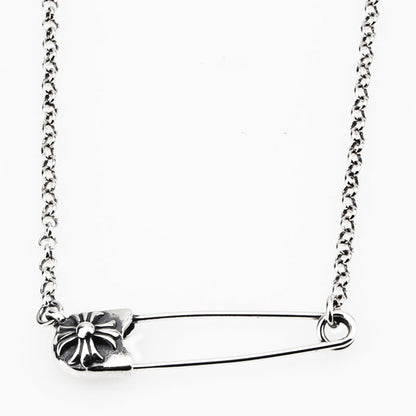 Retro cross pin necklace