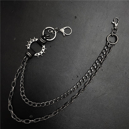 Exaggerated spiked retro trendy brand single loop pants chain