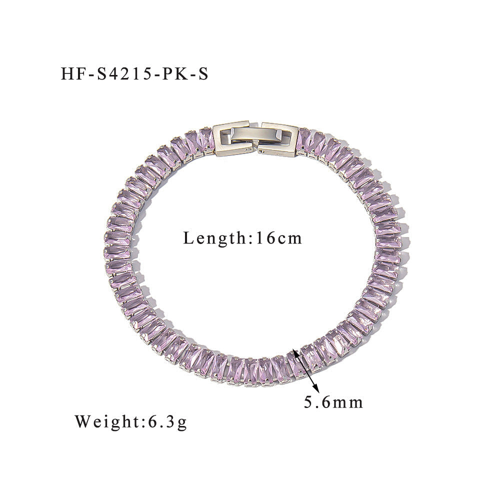 Stainless steel color zircon tennis chain