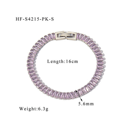 Stainless steel color zircon tennis chain