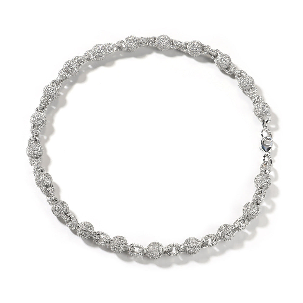mens gold 5A Zirconia Ball chain necklace