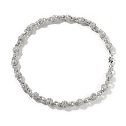 mens gold 5A Zirconia Ball chain necklace