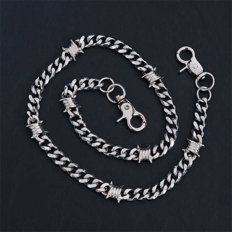 Stainless steel thorn titanium steel Cuban chain trouser chain