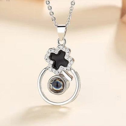 S925 Silver Epoxy Necklace Female Projection Pendant