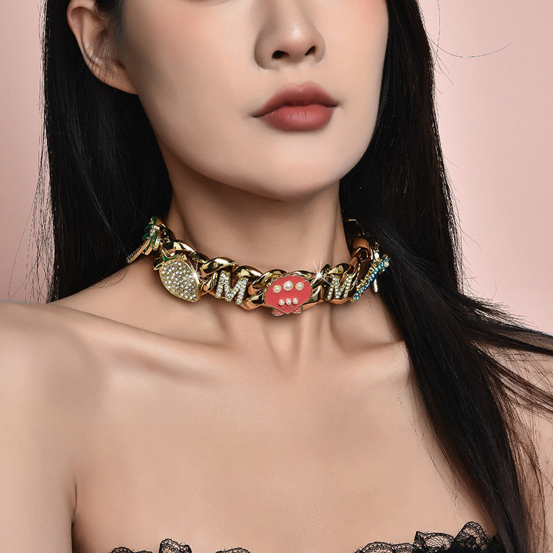 Full Diamond Trendy Hip Hop Versatile Couple Necklace