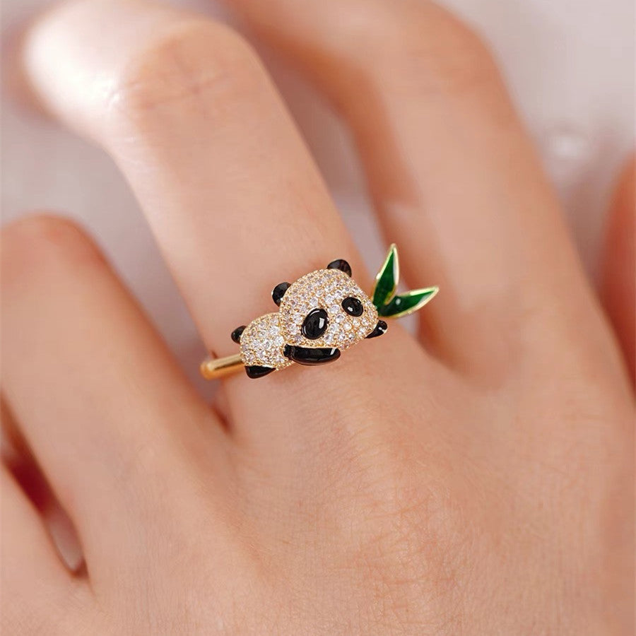 Cute panda bamboo ring girlfriends gift