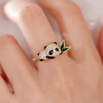 Cute panda bamboo ring girlfriends gift