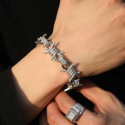 Wire chain diamond thorn necklace bracelet