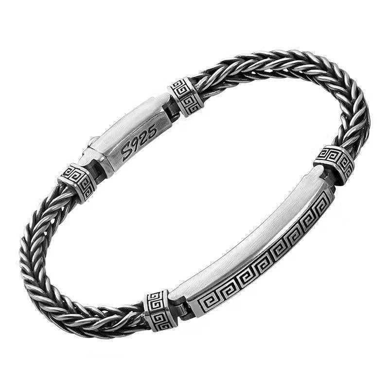 Square Spiral Pattern Silver Personalized bracelet