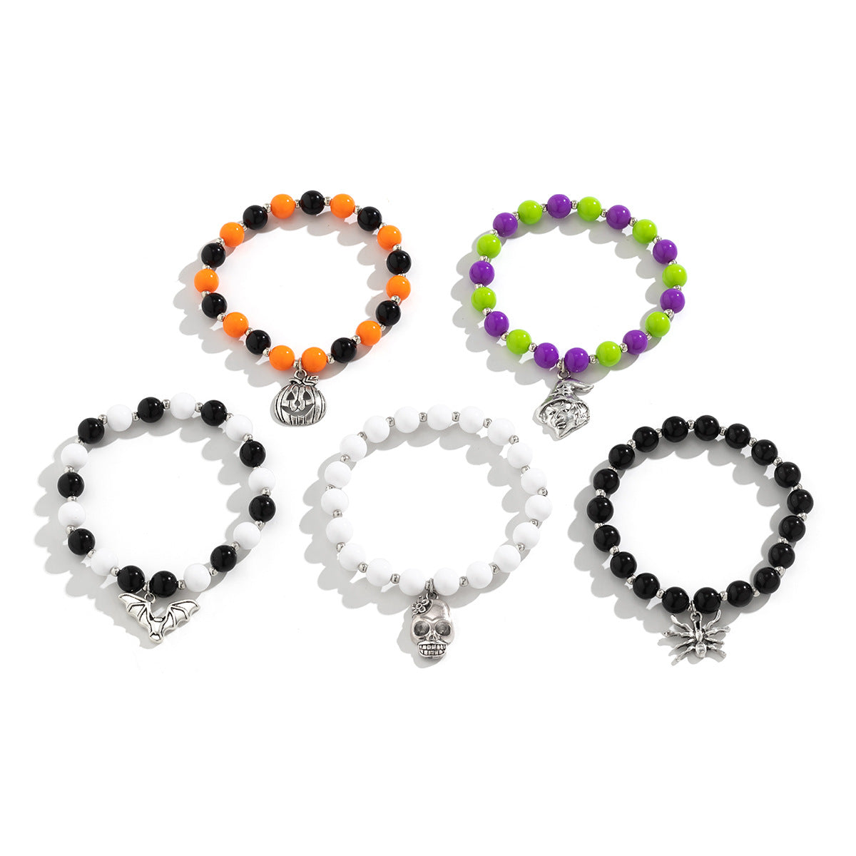 Halloween skull pumpkin bracelet set