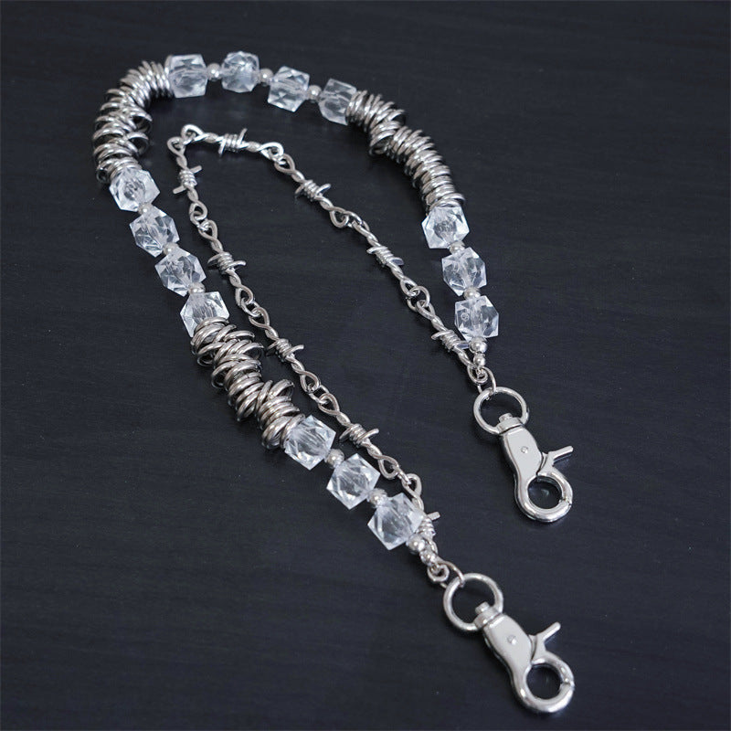 Retro fashion thorn shaped pearl bag chain