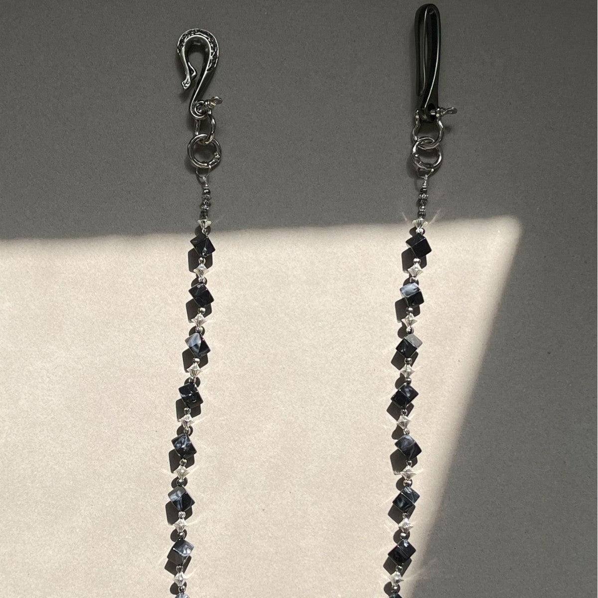 Black smudged dark style pure handmade design trouser chain