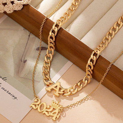 2024 number and letter two necklace set