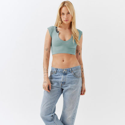 Slim Fit Ultra Short Sexy Spicy Girls Top Knitted Thread T-shirt