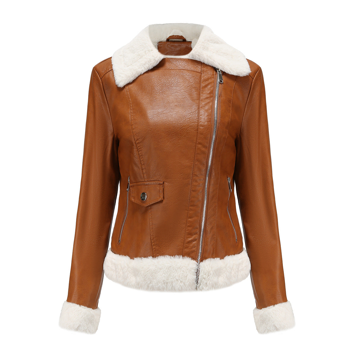 Autumn and winter fleece leather women&