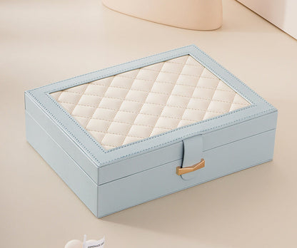 Diamond lattice leather color matching jewelry box