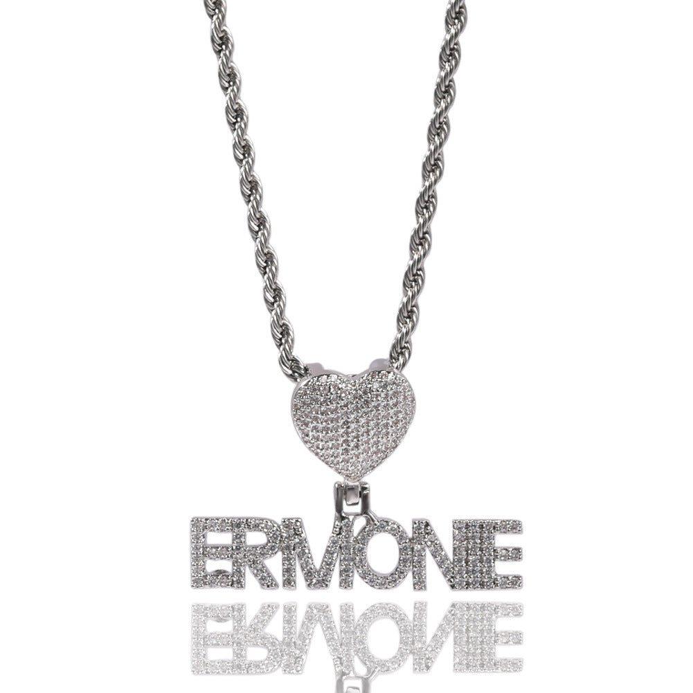 Heart Button Zircon Hip Hop Necklace
