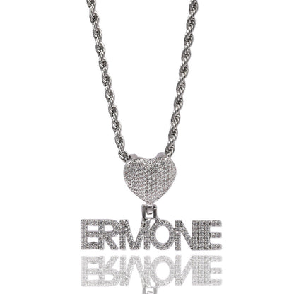 Heart Button Zircon Hip Hop Necklace