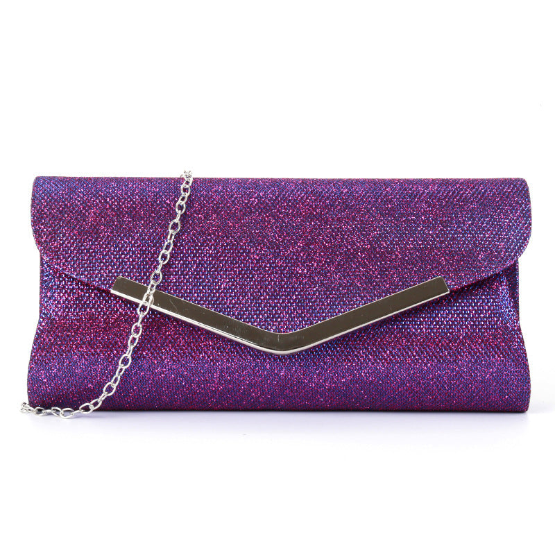 V-shaped metal strip flashing fashion evening bag