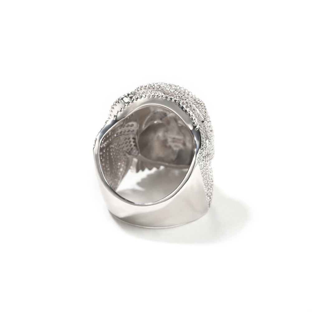 Hip-hop exaggerated portrait inlaid zircon ring