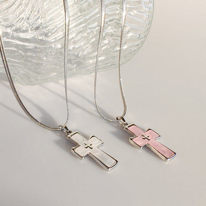 High-grade blade chain double cross pendant necklace