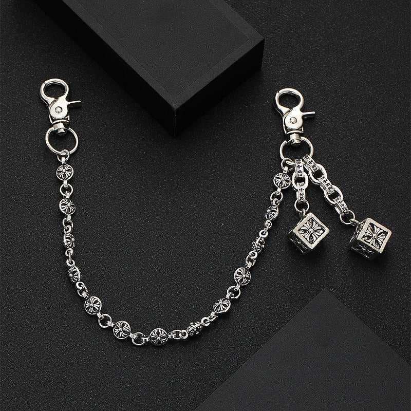 Retro cross flower ball bag chain