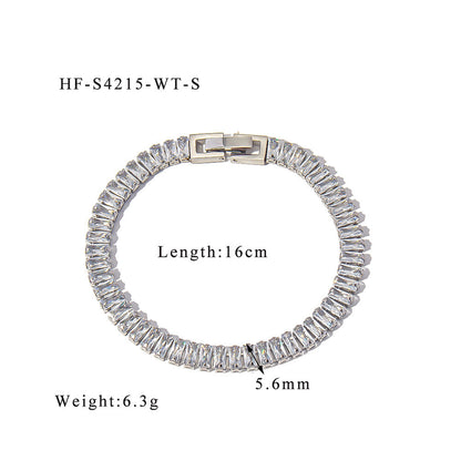Stainless steel color zircon tennis chain
