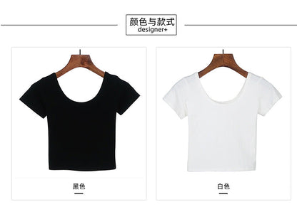 Tight navel-baring short-sleeved women&