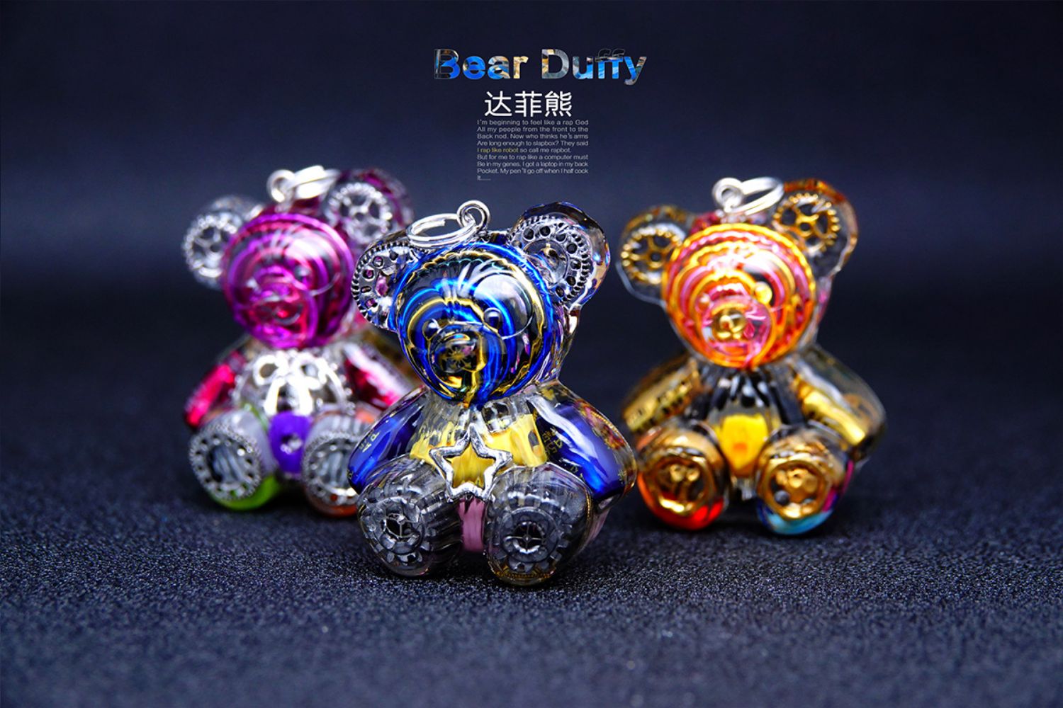 Creative Cyberpunk Duffy Bear Couple Necklace Sweatshirt Pendant