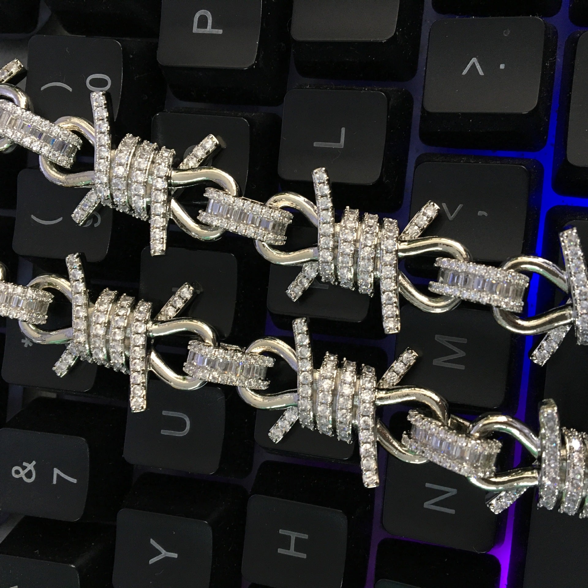 Wire chain diamond thorn necklace bracelet