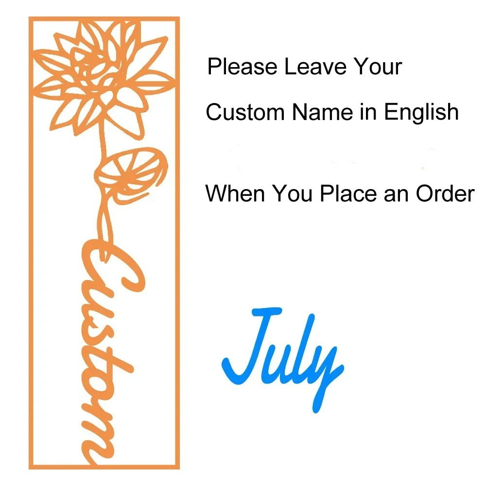 customized birthday flower name bookmark