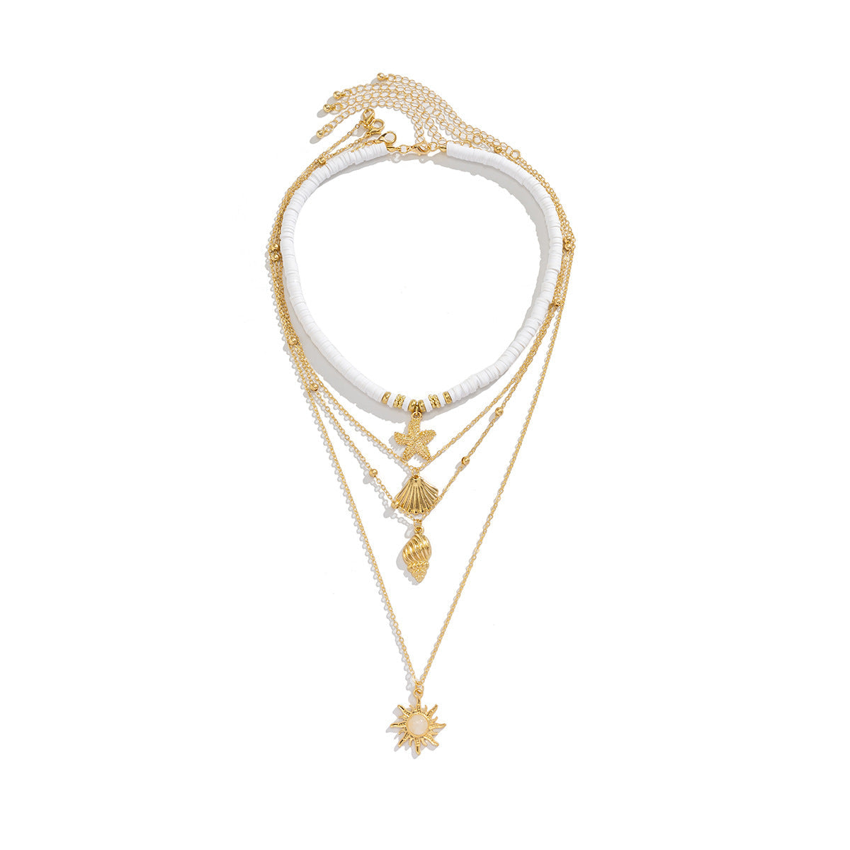 starfish necklace shell conch tassel multi-layer necklace