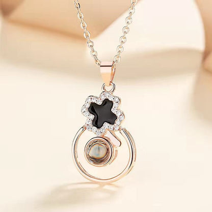 S925 Silver Epoxy Necklace Female Projection Pendant