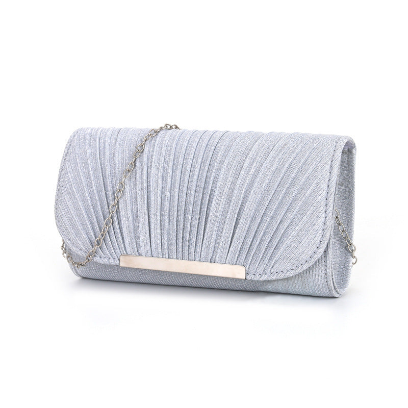 Pleated high sewing round bottom hand-held evening bag
