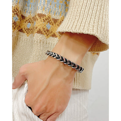 Stainless steel round grinding Cuban bracelet