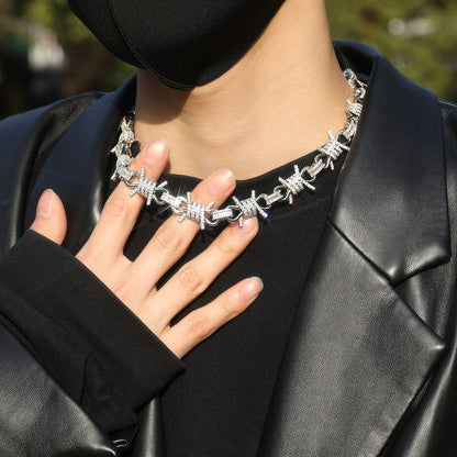 Wire chain diamond thorn necklace bracelet