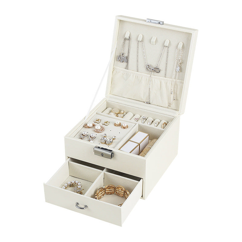 PU leather simple lock drawer table jewelry armoire