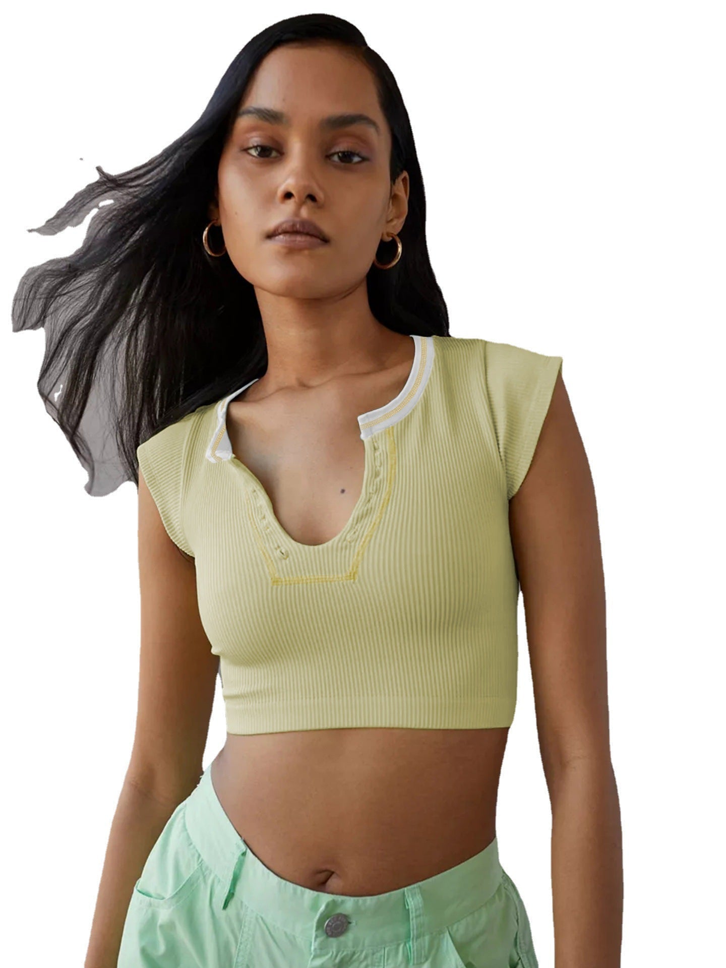 Slim Fit Ultra Short Sexy Spicy Girls Top Knitted Thread T-shirt