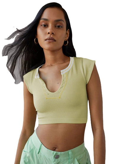 Slim Fit Ultra Short Sexy Spicy Girls Top Knitted Thread T-shirt