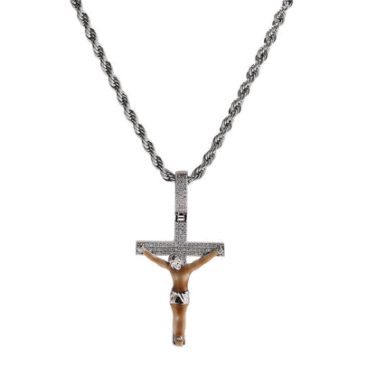 Enamel Cross Diamond Pendant
