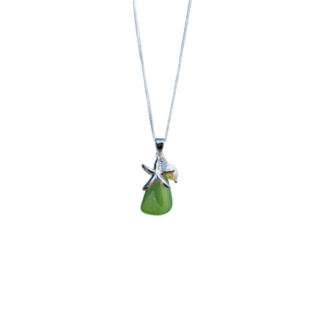 starfish necklace stone chalcedony pearl necklace