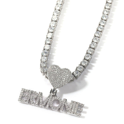Heart Button Zircon Hip Hop Necklace